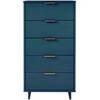 GDFStudio Jackie 24" Modern 5-Drawer Solid Wood Tall Narrow Dresser with Ribbed Detailing - 2 of 4