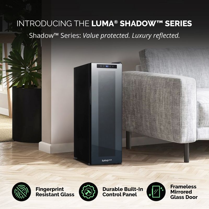 LUMA Comfort Shadow Series Freestanding Wine Cooler Refrigerators, Small Single Zone Wine Fridge, 12 to 24 Bottle Capacity, 2 of 17