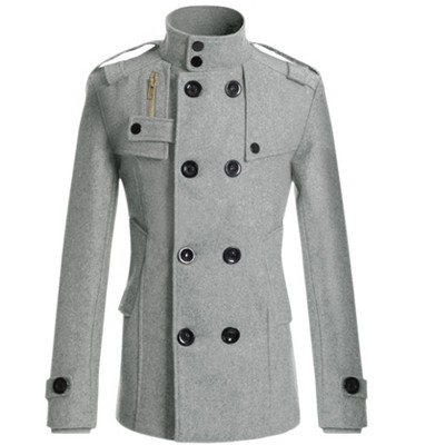 Lars Amadeus Men's Winter Stand Collar Double Breasted Notch Lapel Pea Coats