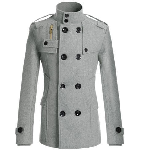 Lars Amadeus Men s Winter Stand Collar Double Breasted Notch Lapel Pea Coats Gray Xx large Target