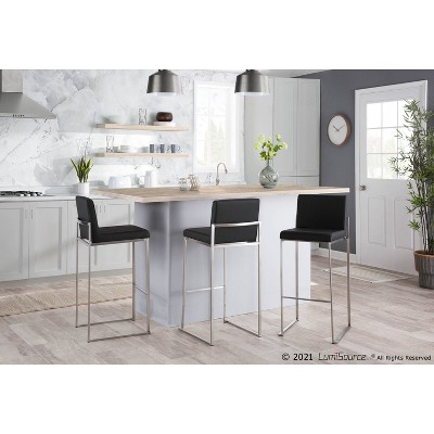 Adjustable Gold Steel and White Faux Leather Bar Stool