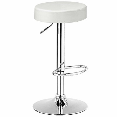 Tangkula Round Bar Stool 1 PC Adjustable Swivel Pub Chair U Leather with Footrest