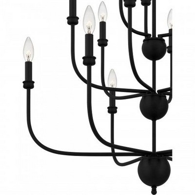 Matte Black 32" Crystal Candle Chandelier