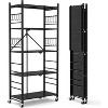 Hooure 5-Tier Folding Shelf - Instant Setup, Heavy-Duty Storage, Includes Hooks & Wheels - 3 of 4
