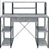 Vynxaria Grey & Black Office Desk Open Shelves Modern Two-Tone Design for Productive Workspaces - 4 of 4