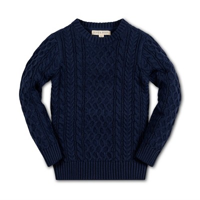 Hope & Henry Boys' Long Sleeve Fisherman Cable Pullover Sweater, Kids, X-Small