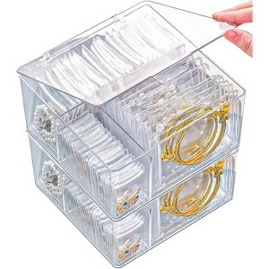 4-in-1 Acrylic Jewelry Organizer with 60 Anti-Tarnish Travel Bags - 1 of 4