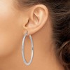 Black Bow Jewelry 3mm x 55mm, 14k White Gold, Diamond-cut Round Hoop Earrings - 3 of 4
