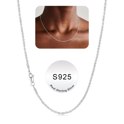 Turandoss Silver Chain Necklace for Women men, 1.35mm Twisted Rope Silver Chain Shiny Sturdy Hypoallergenic, Dainty Jewelry for Women Men, 16-24 In