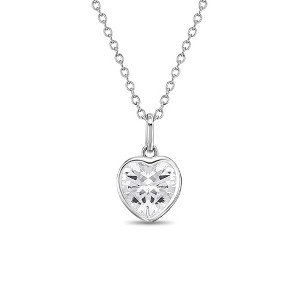 Girls' CZ Birthstone Heart Sterling Silver Necklace - In Season Jewelry - 1 of 4