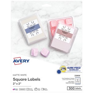 Avery Printable Blank Square Labels, 2" x 2", Matte White, 300 Customizable Labels (22806) - 1 of 4