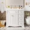 Vynxaria 36" White Modern Bathroom Storage Cabinet with Resin Sink and Ample Drawers - 2 of 4
