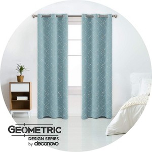 Deconovo 42-Inch Silver Geometric Blackout Curtain Panels (2 Panel) - 1 of 4