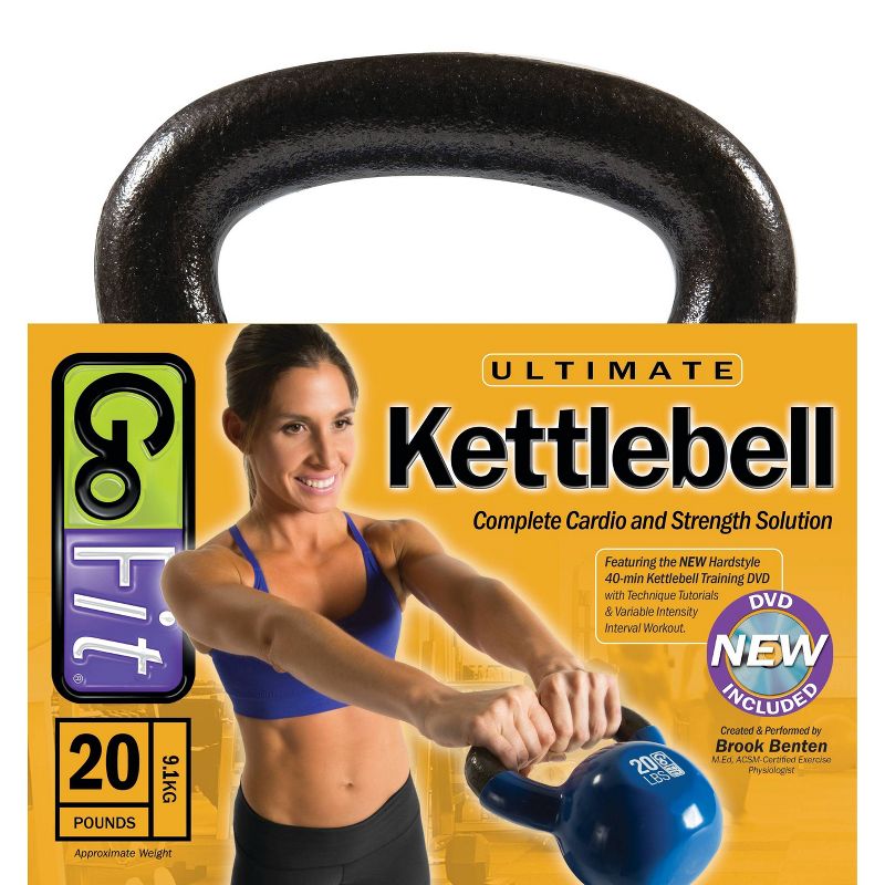 GoFit Classic PVC Kettlebell with DVD and Training Manual - Blue 20lbs, 4 of 11