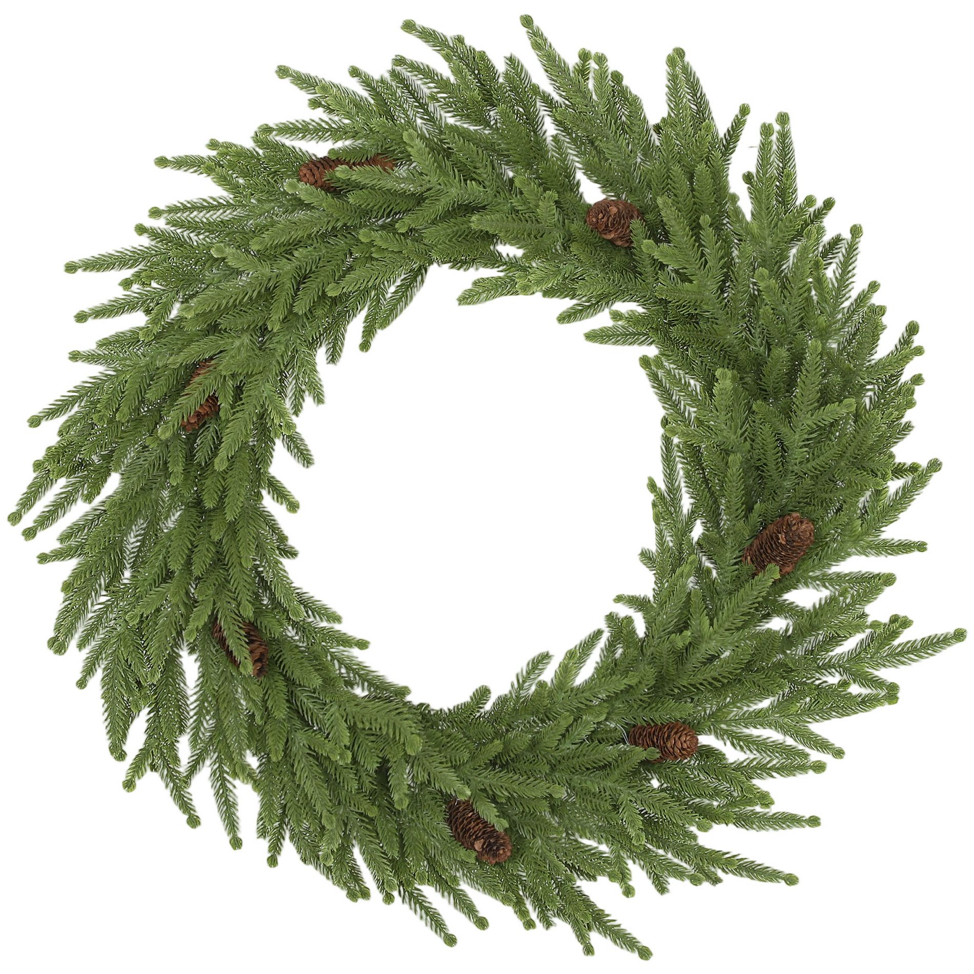 HOMCOM Christmas Wreath, Artificial Norfolk Pine Wreath with Pine Cones and Realistic Branches for Door, Wall, Window, Green