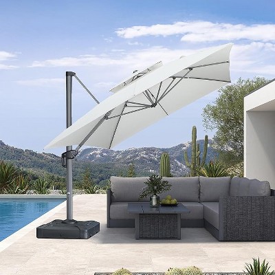 PURPLE LEAF Outdoor Cantilever Umbrellas with Base Large Patio Umbrella Offset Umbrella 360 Degree Rotation