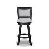 2-piece swivel bar stool set, upholstered seat, nailhead trim, footstool, wooden dining furniture, black - 2 of 4