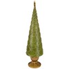 Northlight Christmas Tree Cone on Pedestal with Star Topper Decoration - 23" - Green - 3 of 4