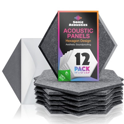 Sonic Acoustics 12 Pack Hexagon Acoustic Panels - High Density Soundproofing Panels