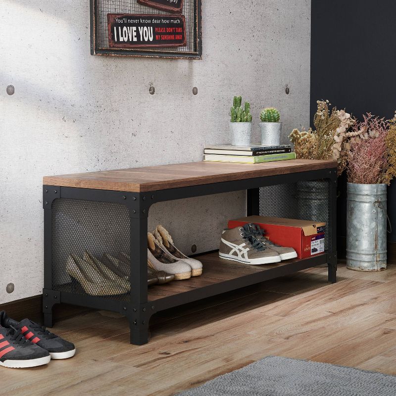 Yamasaki Storage Entryway Bench Reclaimed Oak - HOMES: Inside + Out, 5 of 10