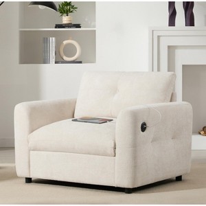 Hrinhom 42"W Chenille Single Sofa Armchair with Dual-Port Charger - 1 of 4