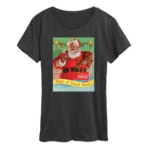 Women's - Coca-Cola - Vintage Christmas Santa Sign Of Good Taste Short Sleeve Graphic T-Shirt - 1 of 4