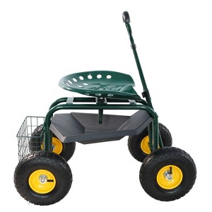 VisioGear Garden Cart Rolling Scooter, Adjustable Height Scooter, Rolling Garden Cart with 4 Wheels and Extendable Handle, Green, 31.8"*17.7"*35" - 1 of 4
