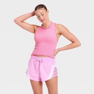 Women's Textured Ribbed Seamless Support Tank Top - JoyLab™ Neon