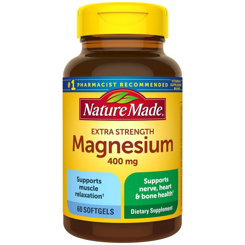 Nature Made Extra Strength Magnesium Oxide 400mg, Muscle, Nerve, Bone, Heart Support Softgels - 60ct, 3 of 12