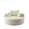 Grungis Round Corduroy Sponge Single Sofa with Back Cushion & Pillows,Fluffy Modern Sleeper Chair for Living Room & Bedroom - 3 of 4