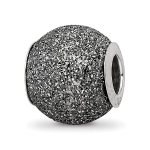 Black Bow Jewelry Sterling Silver Grey Laser Cut Bead Charm - 1 of 4