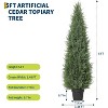 2 Pack Artificial Cedar Topiary Trees Outdoor - 5 FT UV Resistant Fake Potted Plants for Porch, Patio, Wedding Decor - 4 of 4