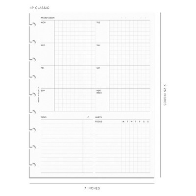 Cloth & Paper Weekly Admin Planner Inserts Monday Start