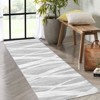 Faux Wool Modern Stripe Pattern Printed Area Rug with Ultra Thin Low Pile Machine Washable Stain Resistant Pet Friendly Non Shedding Non Slip Carpet - 2 of 4