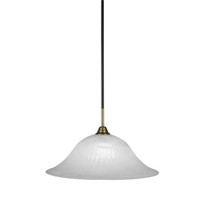 Toltec Lighting Paramount 1 - Light Pendant in  Matte Black/Brass with 20" White Alabaster Swirl Shade - 1 of 1