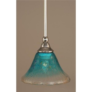 Toltec Lighting Any 1 - Light Pendant in  Chrome with 7" Teal Crystal Shade - 1 of 1