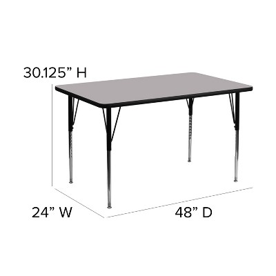 Gray Adjustable Height Laminate Activity Table with Steel Legs