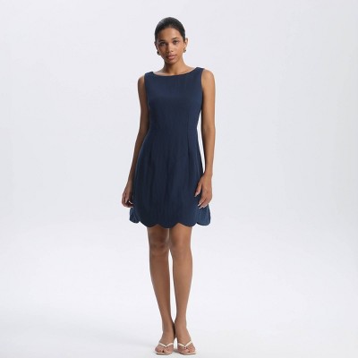 Женские платья A New Day Women's Open Back Scalloped Mini Shift Dress - A New Day™ Navy Blue XL — фото 3
