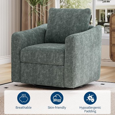 360° Swivel Accent Chair for Living Room, Comfy Single Sofa Chair,Modern Linen Upholstered Armchair with Ergonomic Backrest, Plush Single Sofa