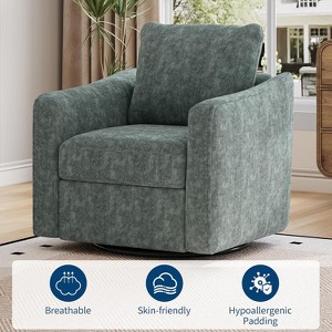 360° Swivel Accent Chair for Living Room, Comfy Single Sofa Chair,Modern Linen Upholstered Armchair with Ergonomic Backrest, Plush Single Sofa - 1 of 4