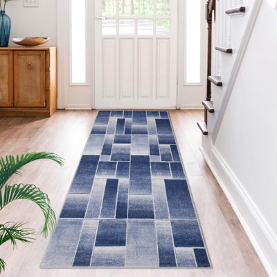 Geometric Hallway Rugs 2x6 Non-Slip Runner Rugs, Non-Shedding Plaid Indoor Carpet, Stain-Resistant Ultra-Thin Floor Carpet Mats for Bedroom