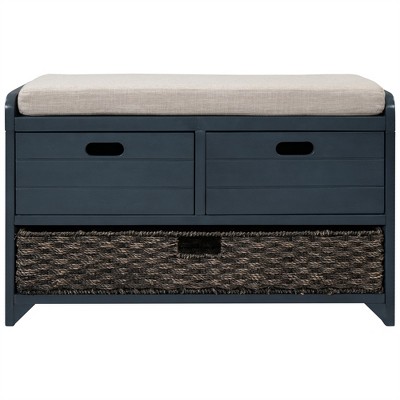 XINGHANZHENXUAN Storage Bench, Wood Shoe Bench with 2 Drawers, Removable Basket & Cushion, No Assembly Needed