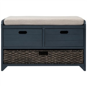 XINGHANZHENXUAN Storage Bench, Wood Shoe Bench with 2 Drawers, Removable Basket & Cushion, No Assembly Needed - 1 of 4
