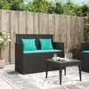 vidaXL Patio Bench with Cushions Black Poly Rattan - 3 of 4