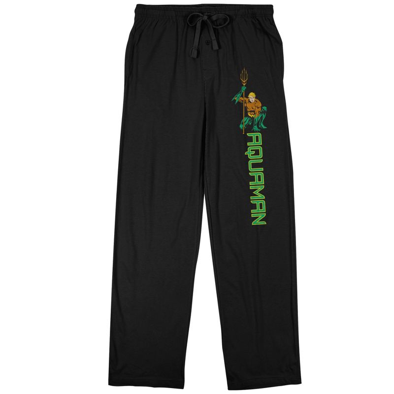 Justice League Aquaman with Trident Men's Black Sleep Pants, 1 of 2