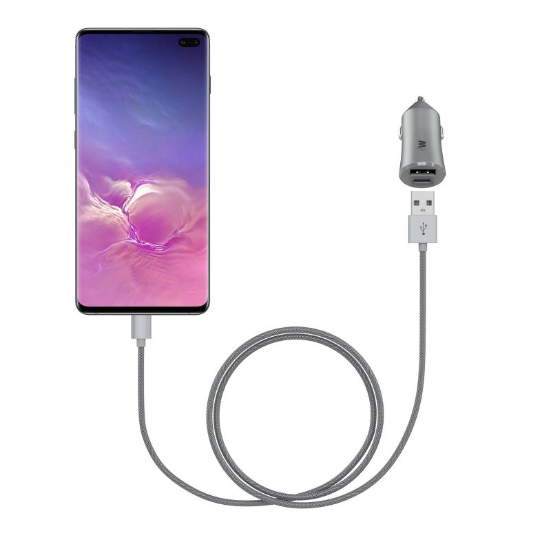 Just Wireless 3.4A Dual Port USB-A and USB-C Car Charger - Gray, 6 of 8