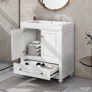 SEVOBAL Bathroom Vanities 30 Inch Bathroom Vanity with Sink and Storage Cabinet for Bathroom, White, 30"*18"*34.88" - 1 of 4