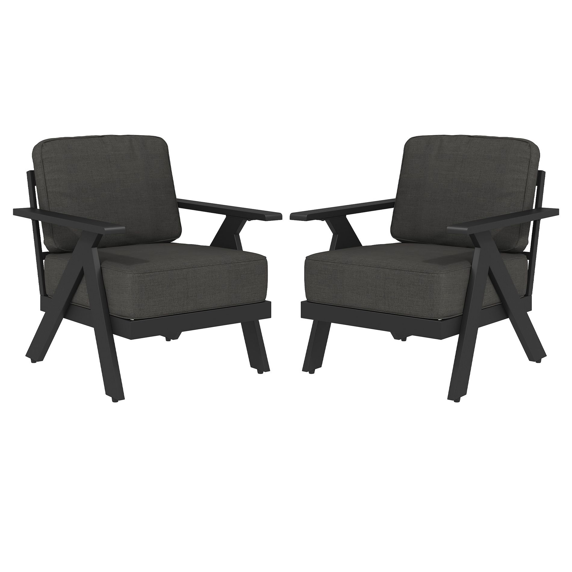 YARDSIGHT 2-Piece Outdoor Patio Lounge Chairs with Cushions, Modern Aluminum Frame Armchairs for Garden, Backyard, Deck, or Poolside