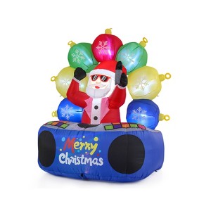 Gymax 6FT Inflatable Santa DJ with Spinning Music Light Silent Mode and Flashing LED Lights for Outdoor Yard Display - 1 of 4