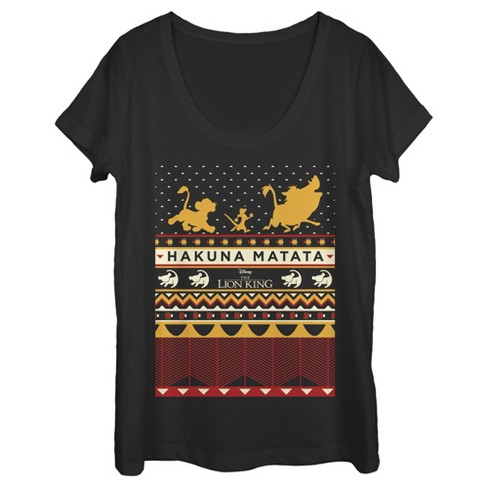 Women's Lion King Ugly Christmas Hakuna Matata Scoop Neck - image 1 of 3